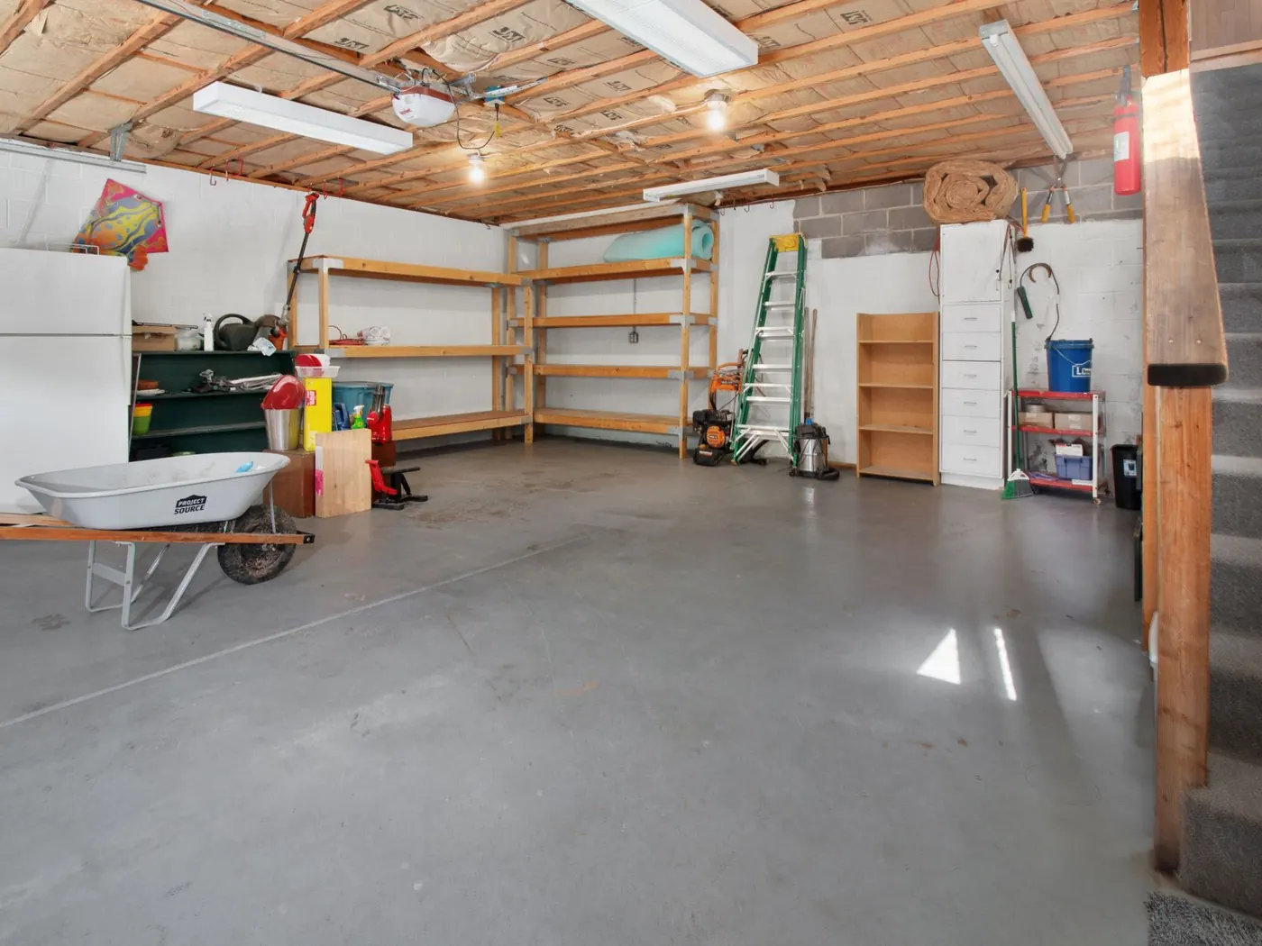 Finished concrete floor inside a residential garage